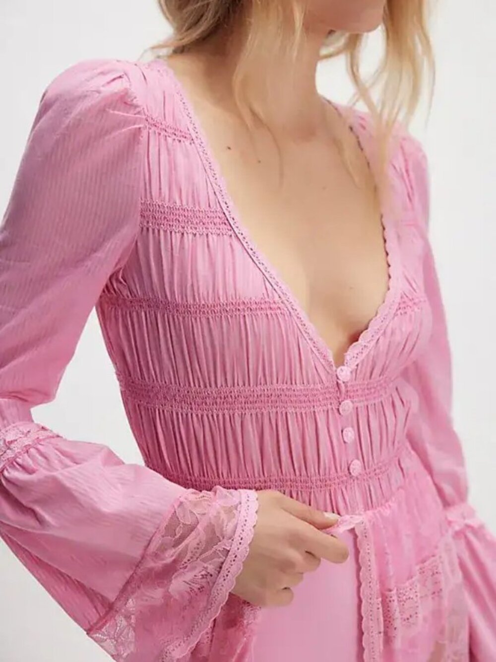 Free People Intimately Sweet Saloon Maxi Bodysuit Pink Size S - Picture 2 of 15